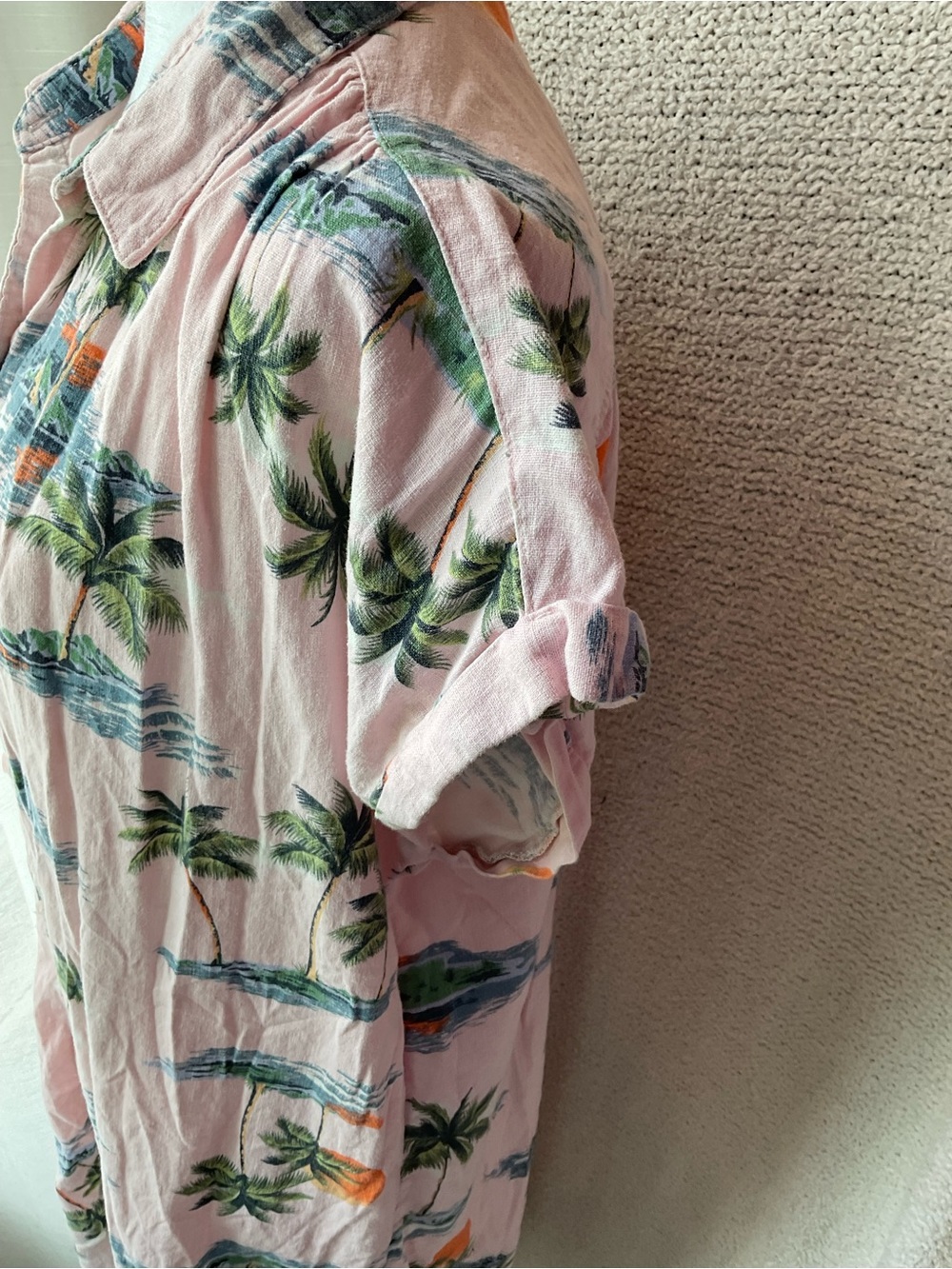 Old Navy Pink Tropical Print Shirt Dress - Picture 2 of 7
